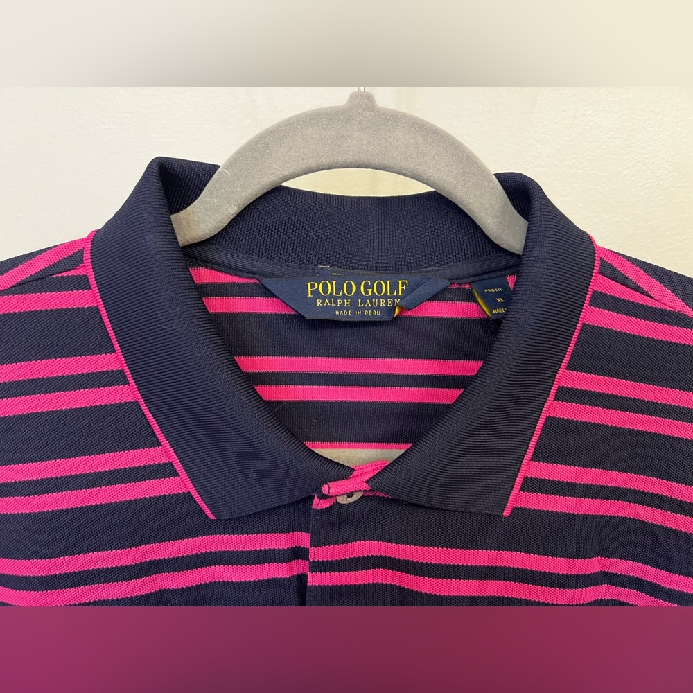 Polo Golf Ralph Lauren Performance Shirt Navy & Pink Embroidered Logo Men’s XL - Picture 3 of 9